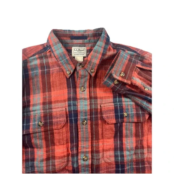 LL Bean Men's Large 1912 Field Flannel Shirt Slightly Fitted Untucked Fit Plaid - Picture 1 of 8